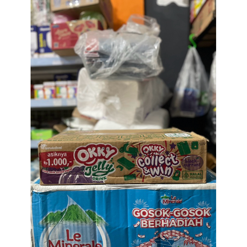 1 BOTOL OKKY JELLY DRINK BLACKCURRANT. 100% BARU BERSEGEL HALAL ORI GARUDA FOOD