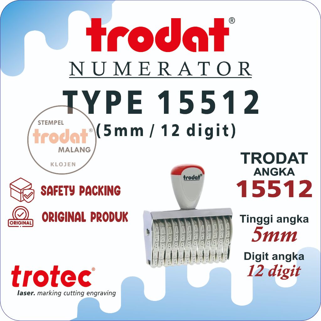

Stempel Troadat 15512 (5mm 12digit) | STEMPEL TRODAT NUMERATOR (ANGKA DAN SIMBOL BISA DIPUTAR)