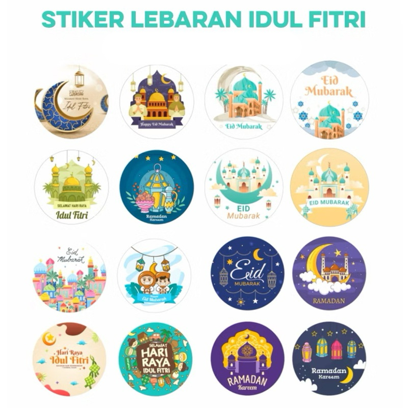 

100 Pcs Stiker Lebaran Idul Fitri Ramadan give Haji Umroh Sticker Toples Label Bulat Kado