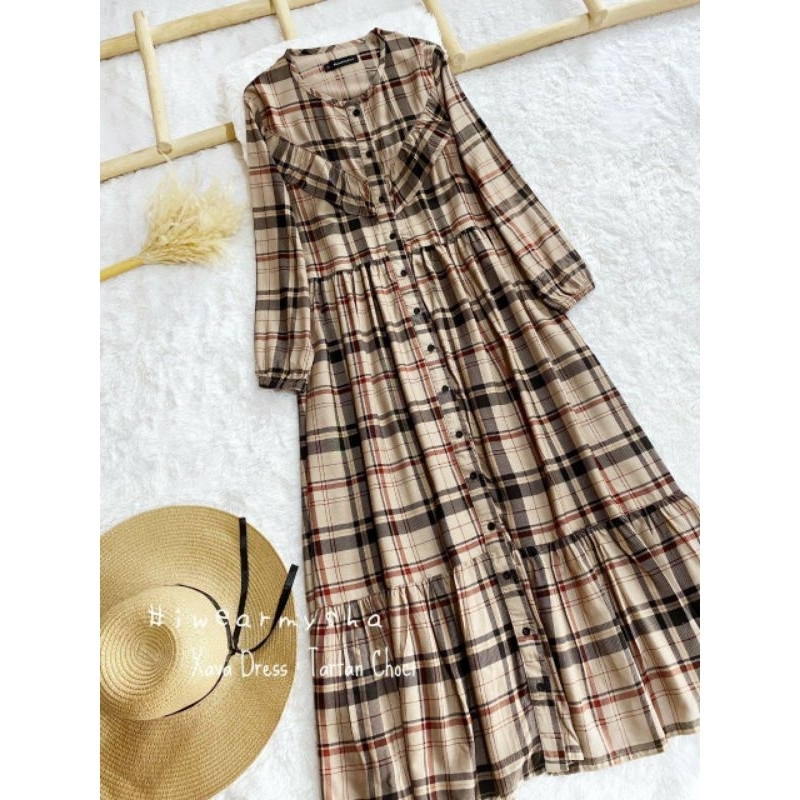 XAVA DRESS TARTAN CHOCO IWEARMYSHA