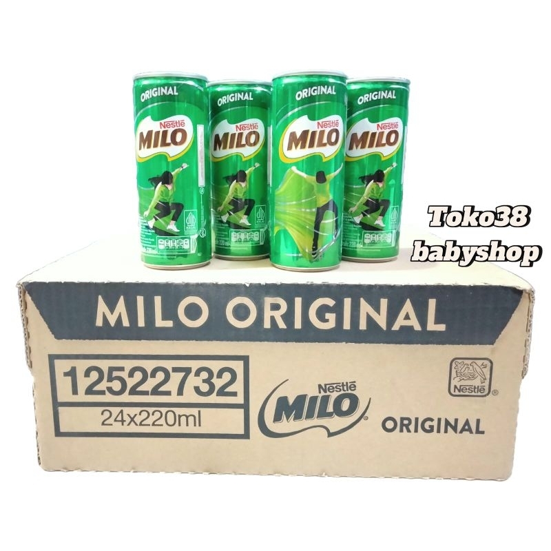 Susu Milo kaleng cokelat 0riginal & Calcium 220ml (1dus isi 24)