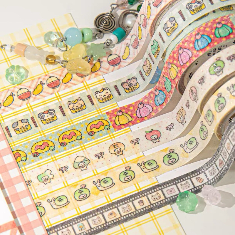 

washi tape mini glitter animal restaurant series dekorasi journal readystock B2330