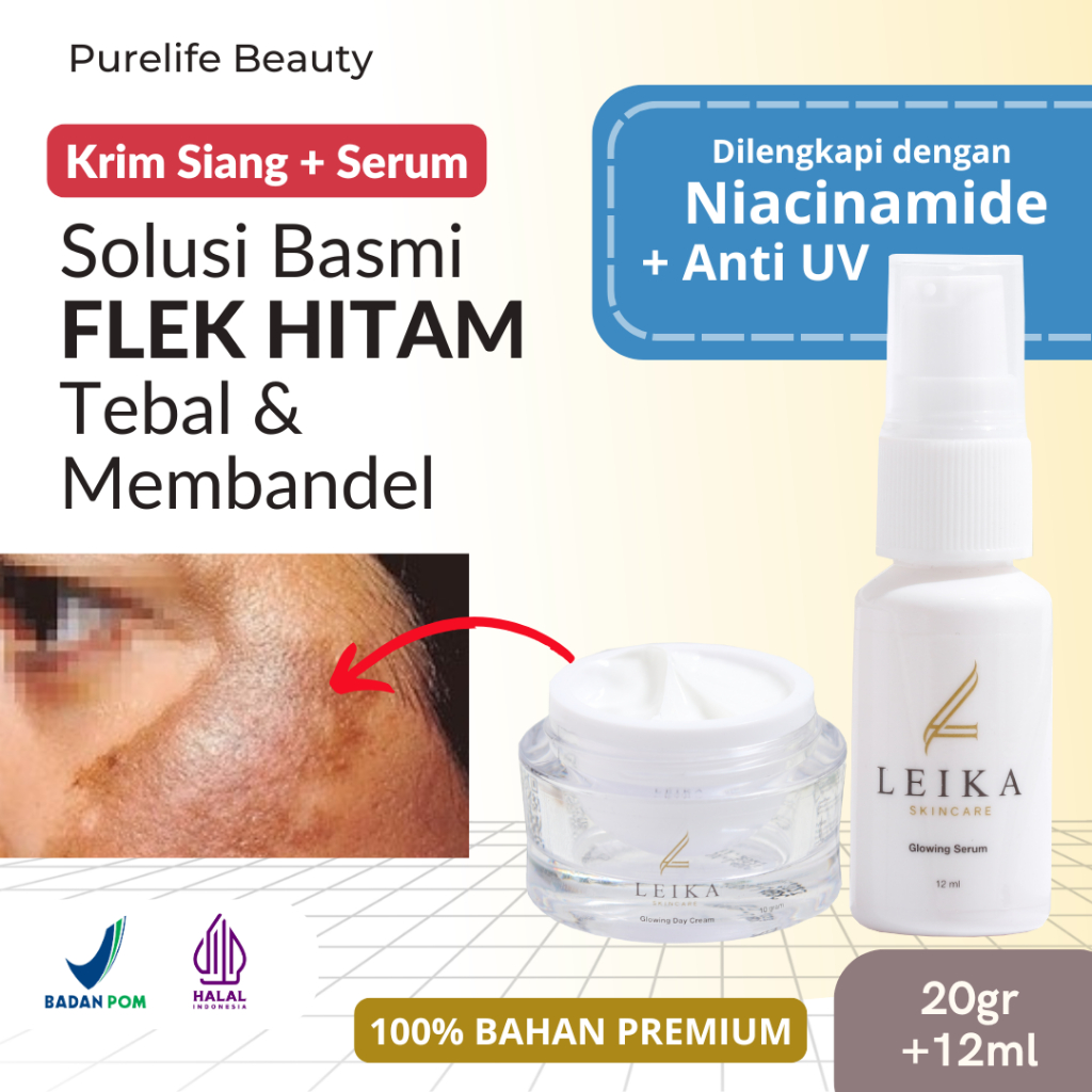 AMPUH Serum Flek Hitam & Cream Flek Hitam Paket Flek Hitam Siang Malam Penghilang Flek Hitam Leika