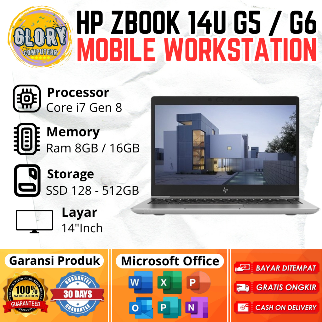 HP Zbook 14u G5 / G6 Mobile Workstation Core i7 Gen 8 Ram 8GB / 16GB SSD 128GB / 256GB / 512GB