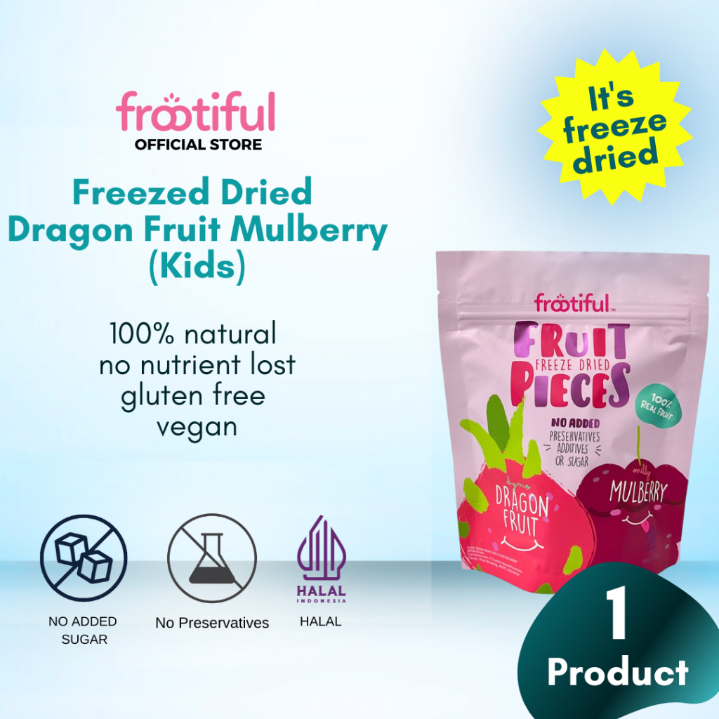 

Frootiful Freeze Dried Dragon Fruit Mulberry 15gr