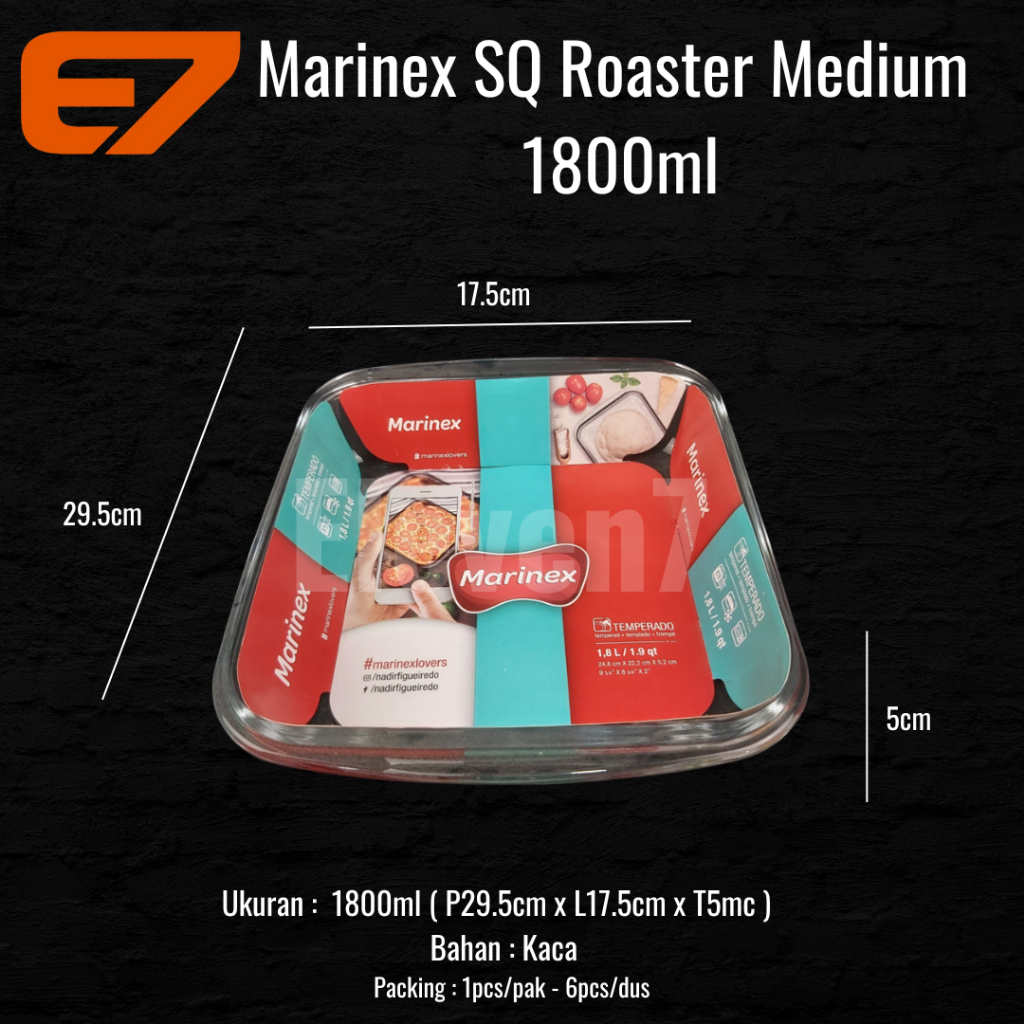 Marinex Square Baking Dish 1800ml - Piring Loyang Kaca, Baking Tray