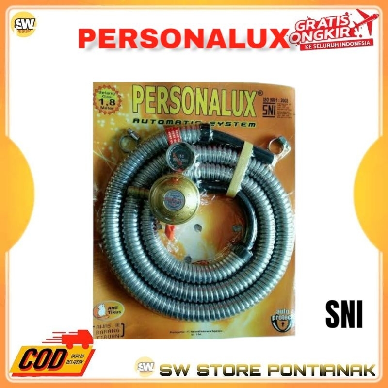 PAKET SELANG REGULATOR GAS 1.8 METER PERSONALUX / SELANG PAKET REGULATOR GAS + REGULATOR METER PERSO