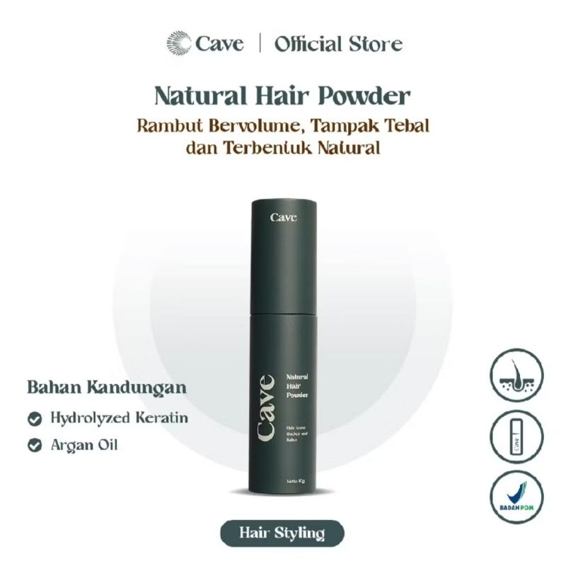Cave Natural Hair Powder 10 gram Bedak Styling Rambut Pria Membuat Bervolume Tebal & Anti Lepek