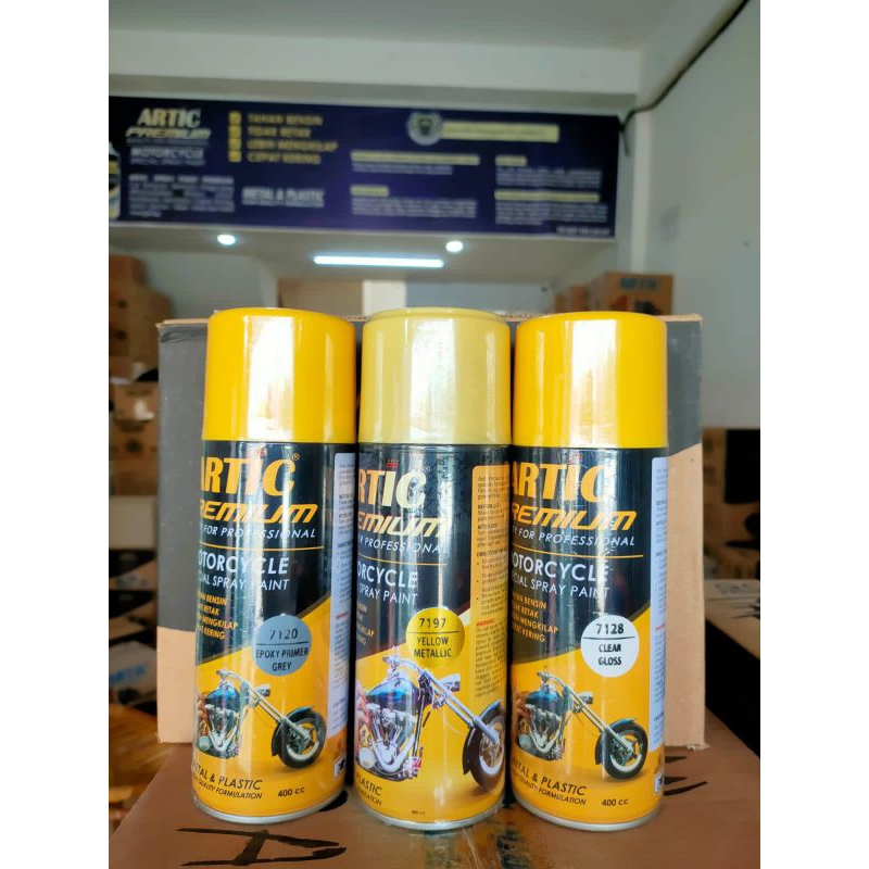 

PAKET 3 KALENG Premium .ARTIC 400ml (1. epoxy primer grey 7120 ) ( 2. pilih warna utama sesuai kebutuhan kaka) ( 3. clear gloss 7128)