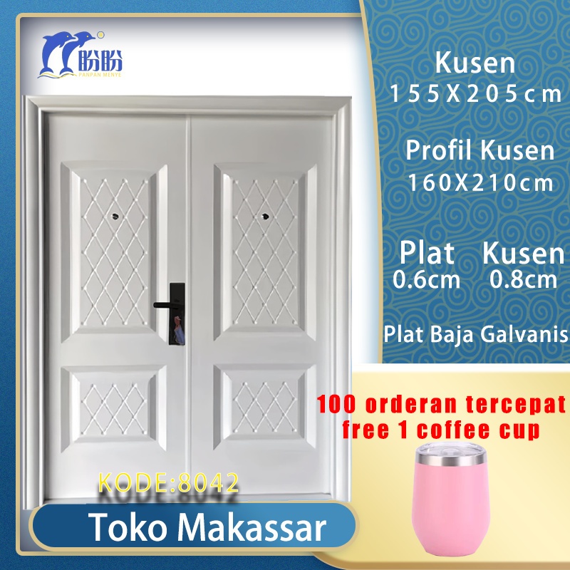 PT PANPAN - (LUXURY DOUBLE PAN 8042 ) Pintu Baja /Pintu Plat Baja Double Kupu Kupu Tarung Utama Pint