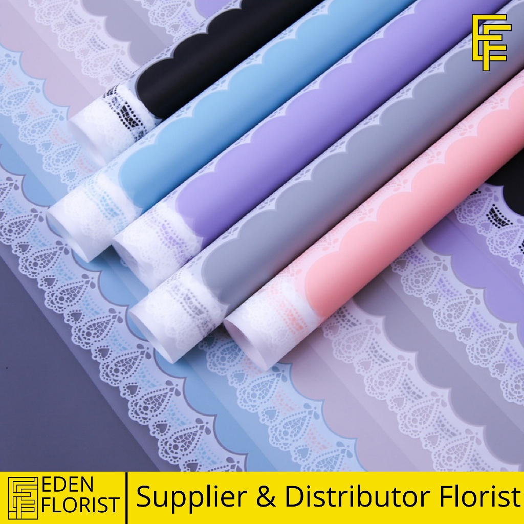 

20 LEMBAR Kertas Buket Bunga Motif Renda Lace Border Cellophane Flower Wrapping Paper KB6175