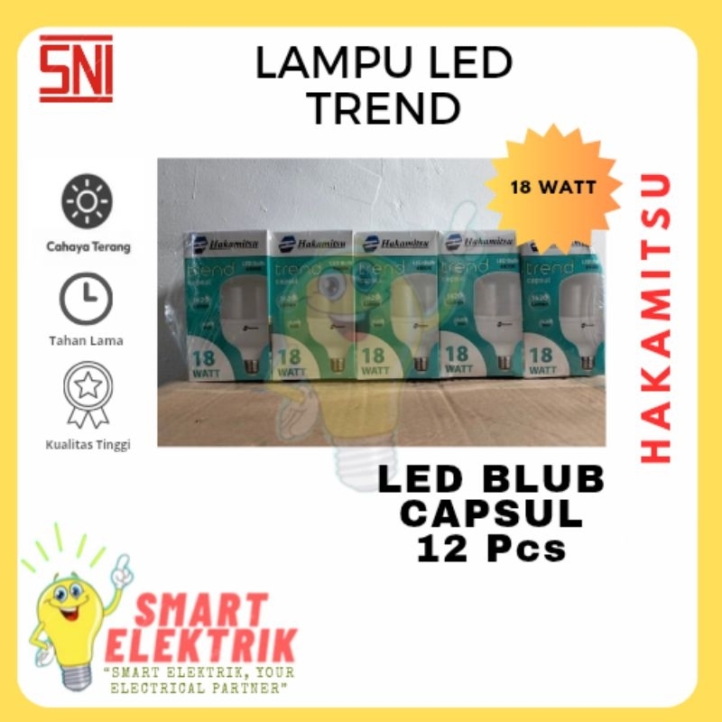 Hakamitsu - [10Pcs] Lampu Trend LED Capsul 18Watt / Cahaya Putih / Lampu Capsul