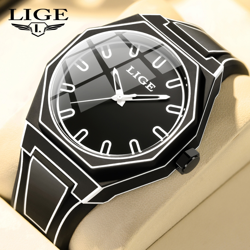 LIGE Jam Tangan Pria Original Business Wristwatch Waterproof Chronograph Watches
