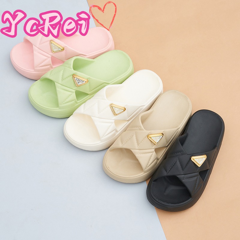 YcRei2025Sandal wanita musim panas kasual berpayet sandal anti selip sandal wanita bersol tebal sepa