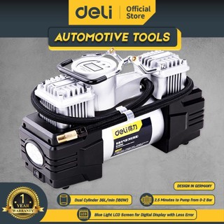 Deli Kompresor Angin Mini Digital Silinder Ganda Otomatis 180W DL8060 Deli Pompa Angin Portable Sili