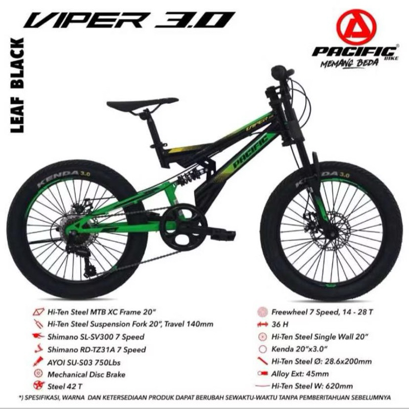 Sepeda lipat 20 Inch Pacific MTB Viper 3.0