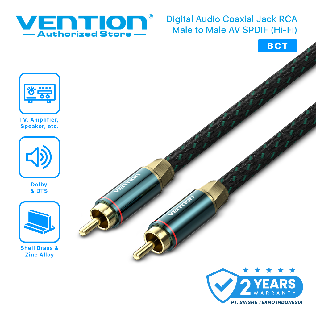 Vention Kabel Digital Audio Coaxial Jack RCA Male to Male AV SPDIF