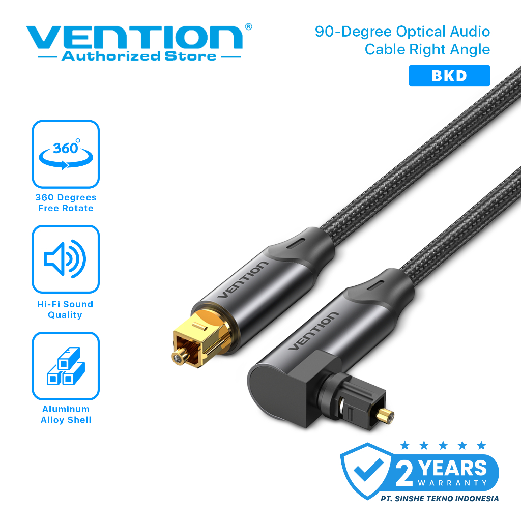 Vention Kabel Audio Digital Optical Toslink Fiber Optik 90-Degree Right Angle