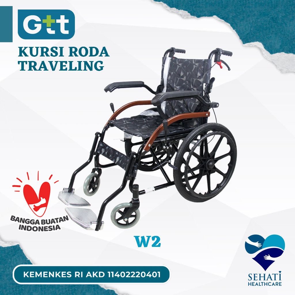 Kursi Roda Traveling Ban Besar Alat Bantu Jalan Gerak Wheel Chair Medis Kesehatan