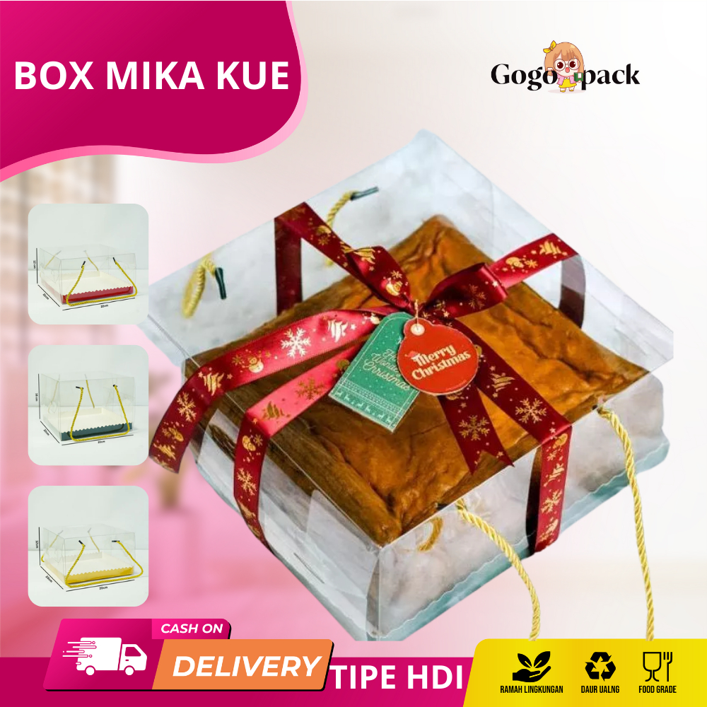 

Box Mika Transparan / Box Mika / Box Mika Handle / Box Tali / Box Makanan / Box Hampers / Tali Kotak Kue / Box Tart I HDI06-HDI15