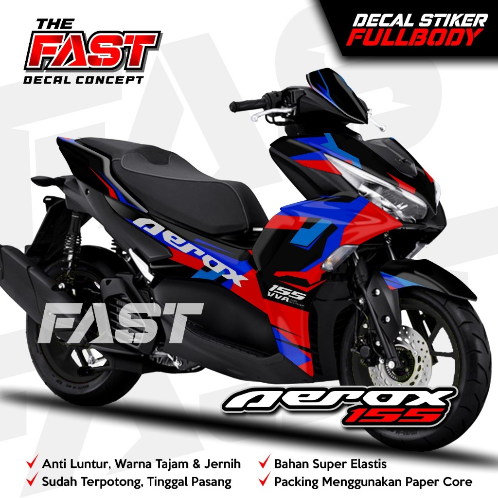 (ANTILUNTUR) Decal Sticker Aerox New Full Body / Decal aerox 155 new full body_Motif Racing bmw Stri