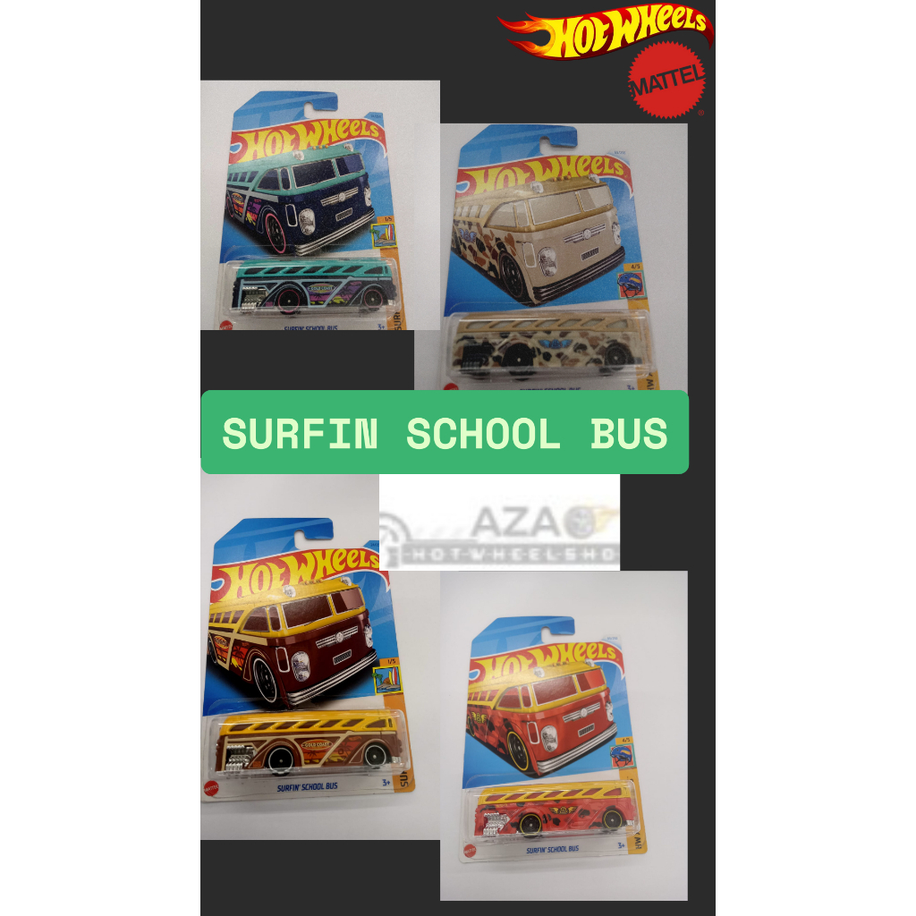 HOT WHEELS  TERMURAH ||SURFIN’ SCHOOL BUS - MINIATUR MOBIL SEKOLAH KLASIK