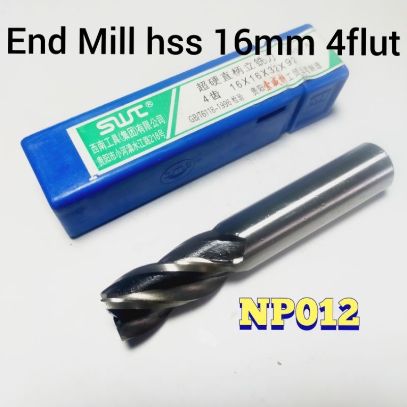 End Mill hss 16mm 4flut Enmil pisau cutter Milling mata bor frais BUKAN bor carbide hssco