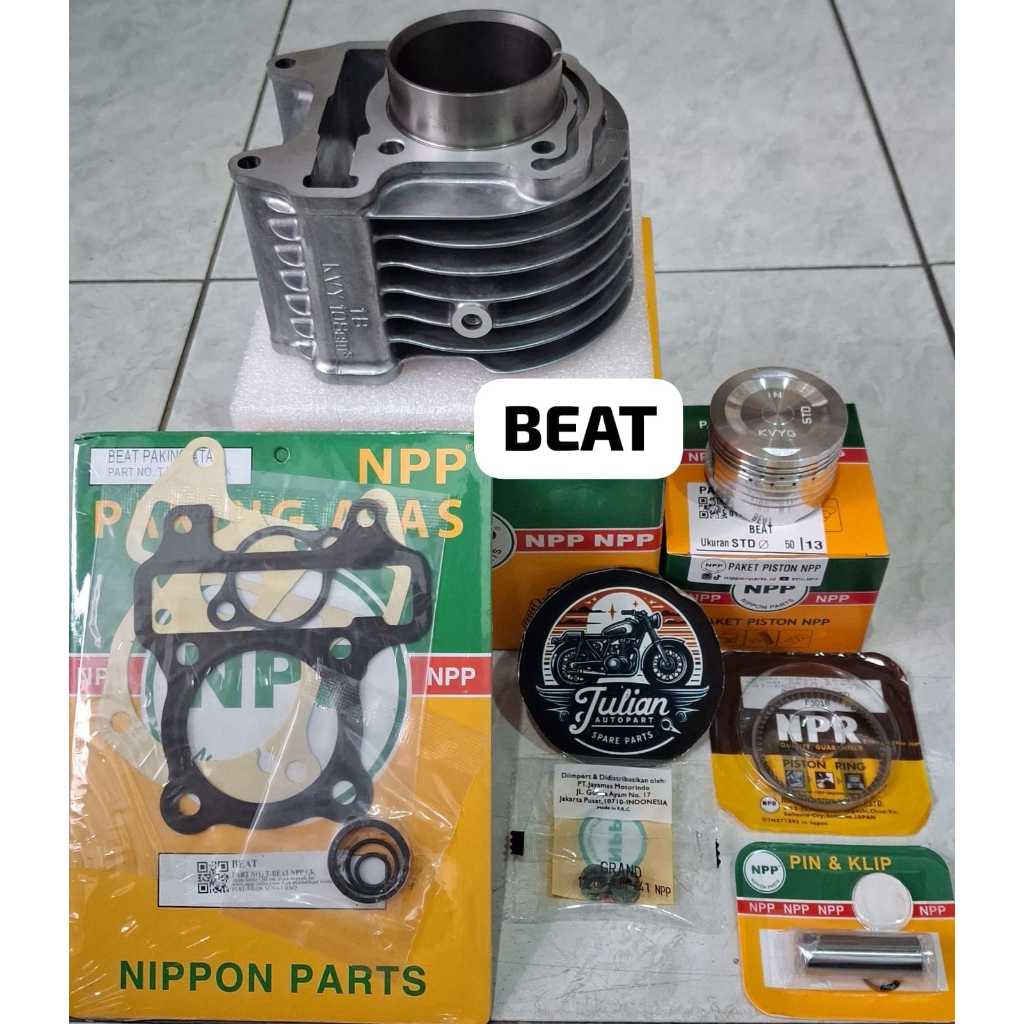BLOK SEHER BORING PLUS PAKING TOP SET SEAL KLEP /PISTON KIT BEAT SCOOPY SPACY KARBU KVY NPP ORI