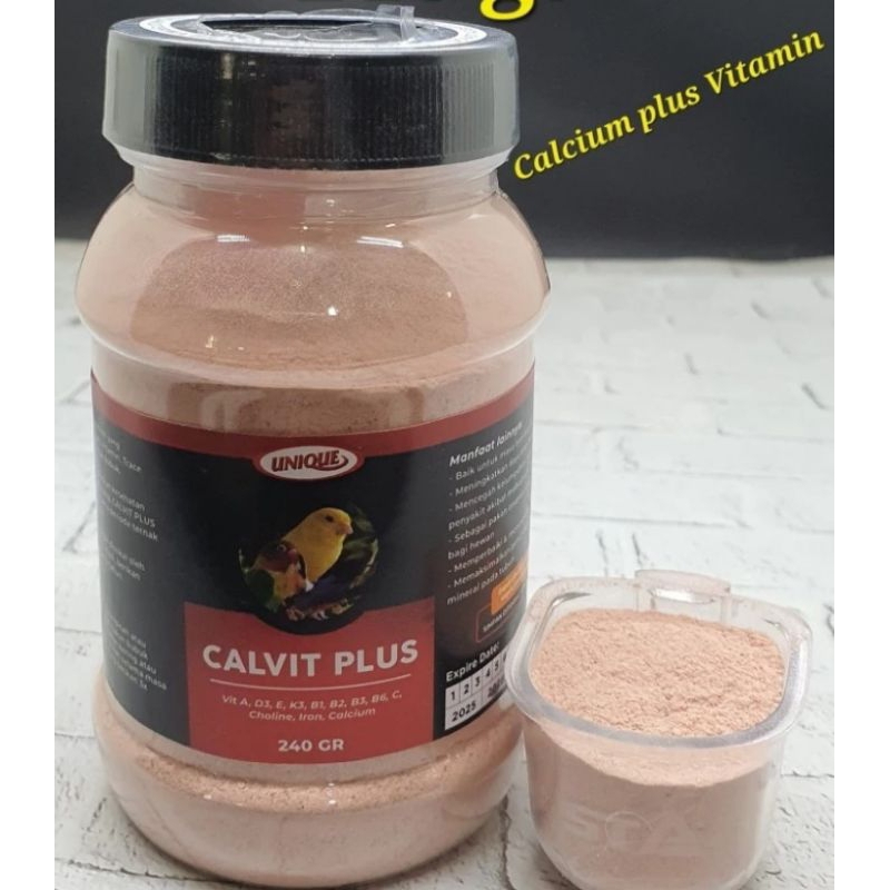 Calvit Plus 240gr Kalsium dan Vitamin Burung Berkicau dan Reptil Penguat Bulu Tulang dan Paruh Kalsi
