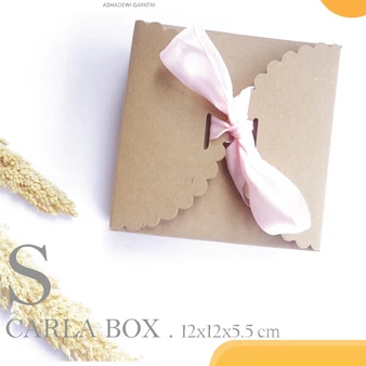 

box kraft coklat tutup pita kemasan souvenir mangkok hijau wedding dus packaging kue cookies brownies mini size 12x12x5.5 cm