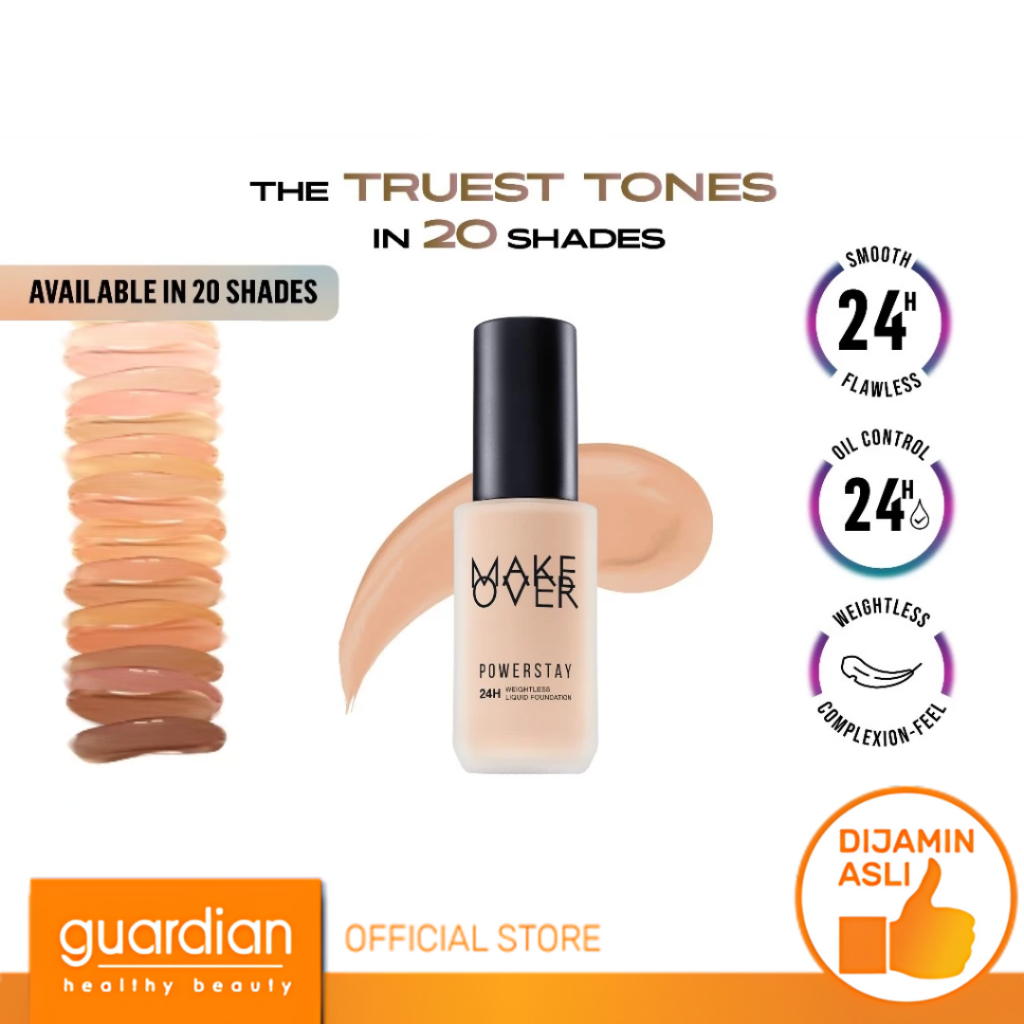 MAKE OVER Powerstay 24H Weightless Liquid Foundation 40 ml - High Coverage Flawless Ringan Poreless 