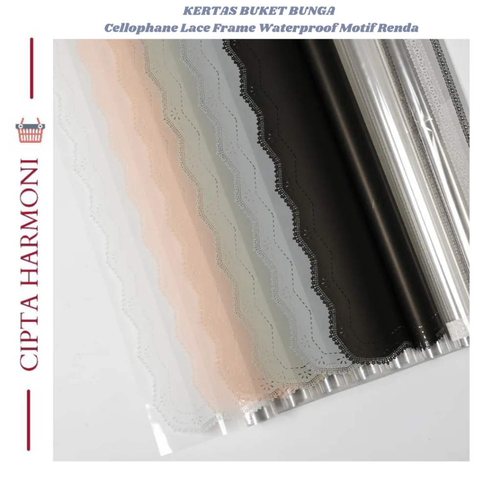 

20 LEMBAR Kertas Buket Bunga Cellophane Lace Frame Flower Wraping Paper Waterproof Motif Renda KB089