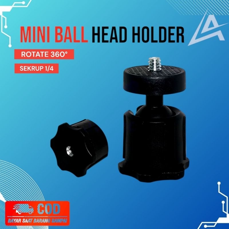 Mini Ball Head Tripod 360° | Penyambung Kamera & HP | Murah & Universal
