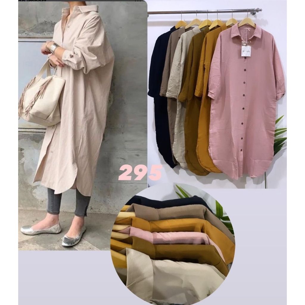 TUNIK MIDI WANITA 295# KUYIFEI COTTON LINEN TERBARU KEREN FASHIONABLE