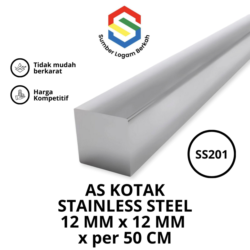 as kotak 12 mm x 12 mm stainless steel 201