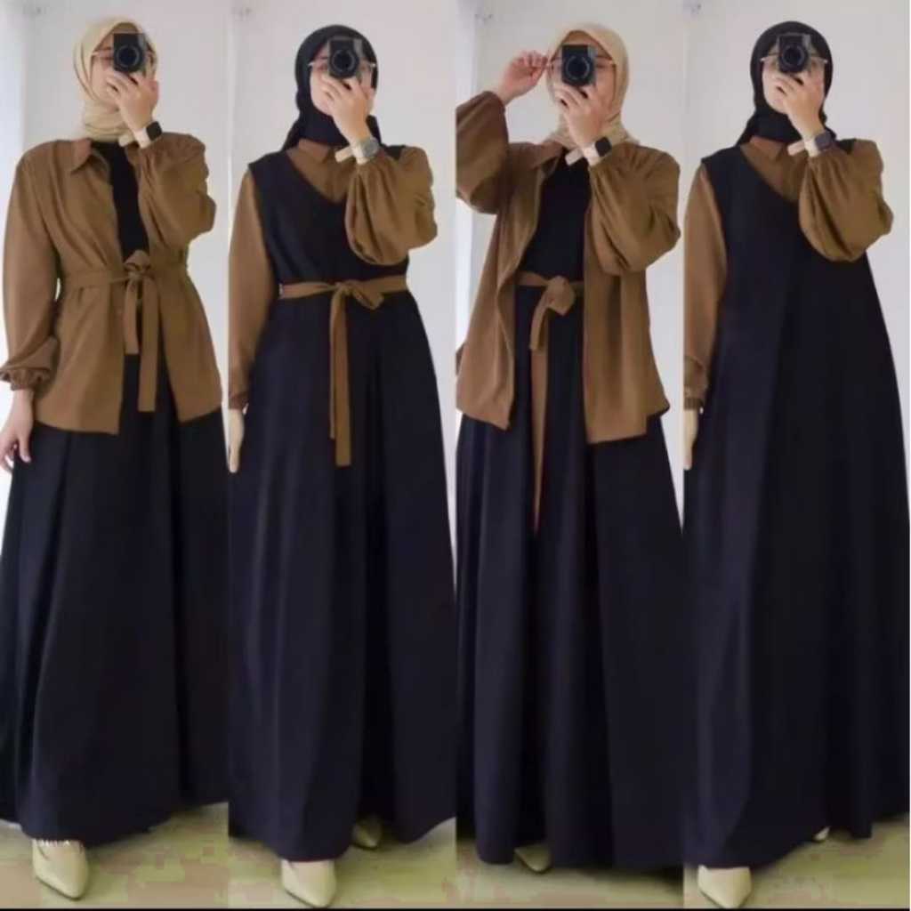 Gamis OneSet Yolla Overall Maxy Premium / Overall Wanita Korea Style | Gamis Jumbo Terbaru