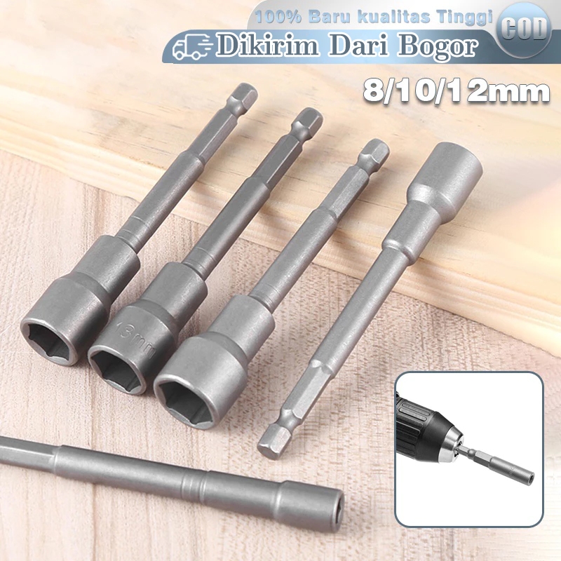 3pc Adapter Kunci soket Pas Extension Hex Nut Driver Ukuran 8/10/12mm*150mm bor listrik adaptor kunc