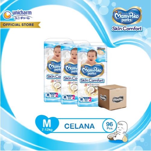 MamyPoko Pants Skin Comfort M 32 - Popok Bayi - 3 Packs