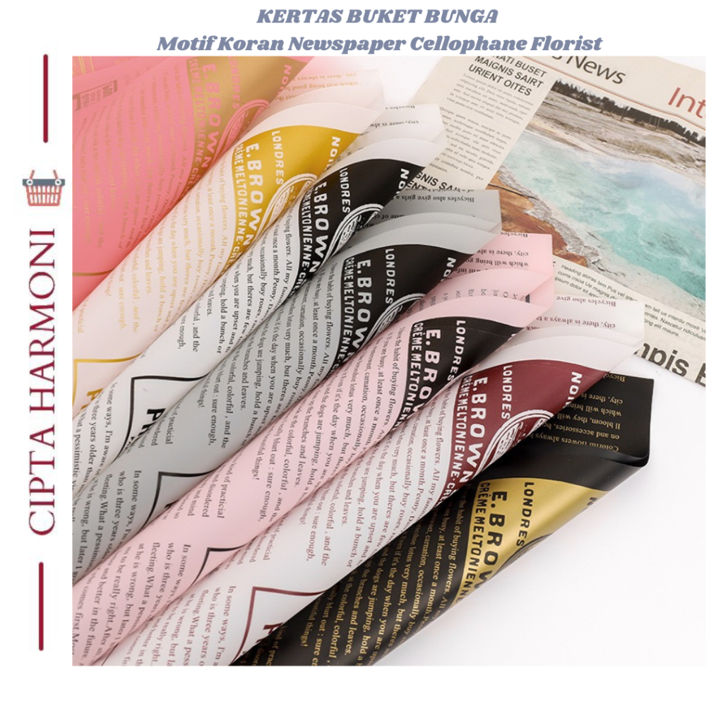 

20 LEMBAR Kertas Buket Bunga Motif Koran Flower Wrapping Paper Newspaper Cellophane Florist KB109