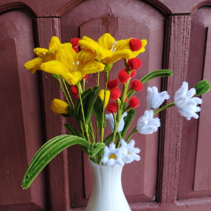 Bunga Kawat Bulu Pot Besar, Hiasan Meja