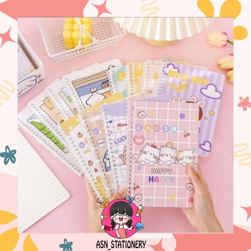 

Notebook A5 Buku Tulis Spiral Motif Lucu Aesthetic Garis Buku Catatan