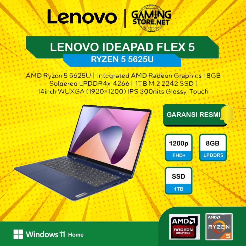 Lenovo Ideapad Flex 5 Ryzen 5 5500U RAM 8GB 512GB SSD 2in1 OHS W11