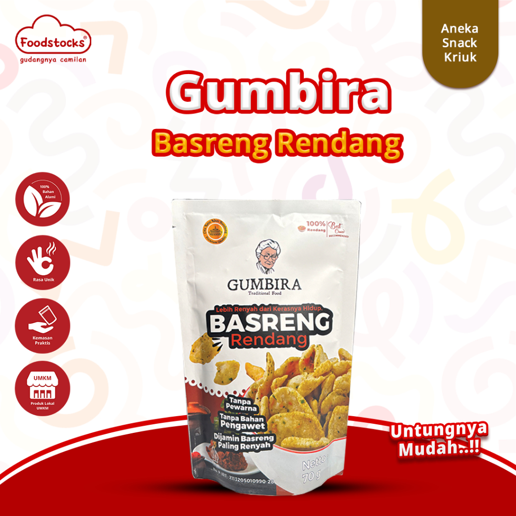 

Gumbira Snack - Keripik Basreng Rasa Rendang Renyah Gurih Pedas 70g
