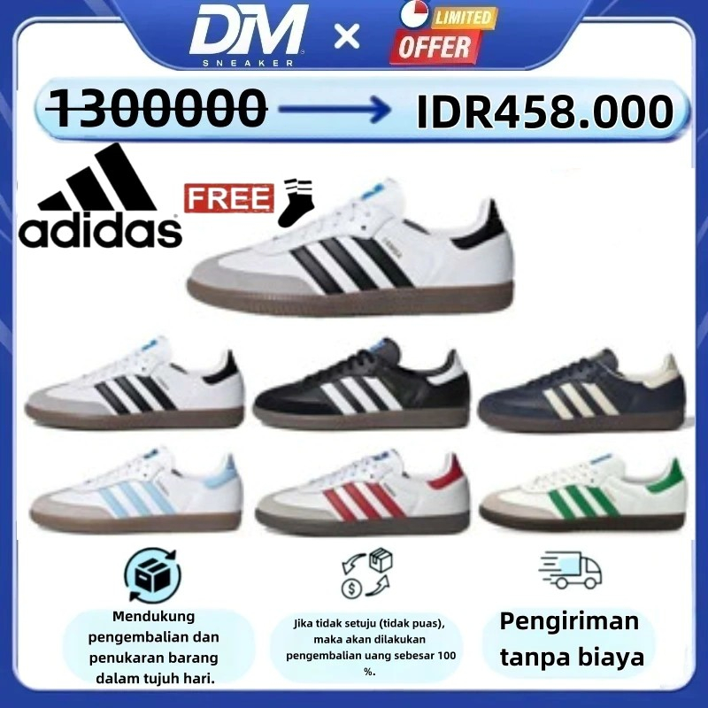 COD Adidas Originals SAMBA OG Sepatu cut rendah, model serupa untuk pria dan wanita, berwarna hitam,