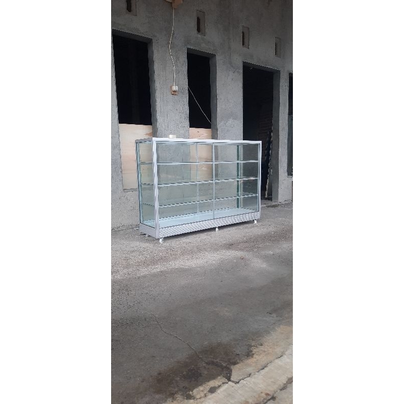 etalase toko panjang 1.5 meter plus rak beras