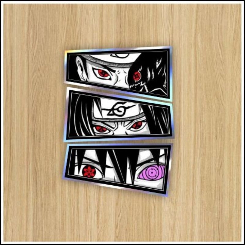 

Stiker siluwet mata anime edisi Naruto, gara, sasuke, hologram