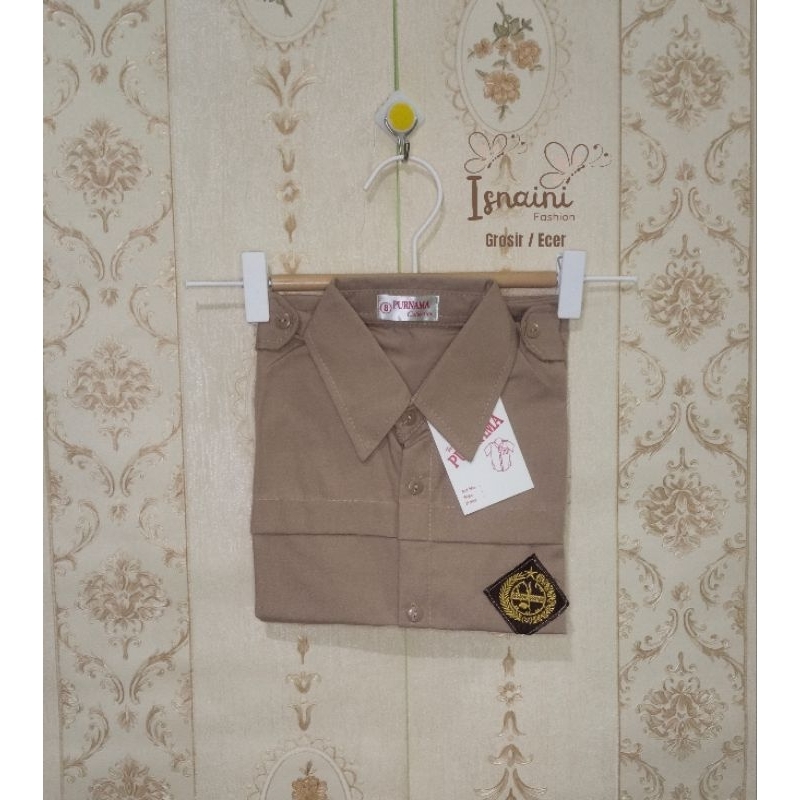 baju pramuka siaga lengan pendek seragam sekolah sd coklat susu