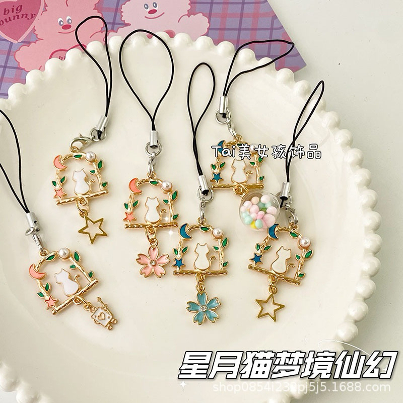 STARP HP KUCING CAT CHARM PHONE COUPLE STRAP HP