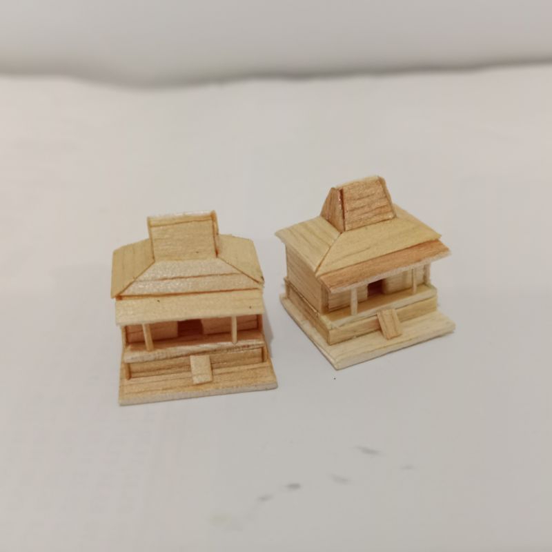 miniatur kerajinan stik es krim super kecil, rumah adat joglo cocok untuk hiasan, diorama atau maket