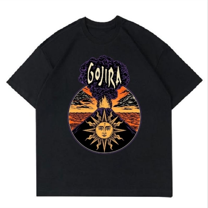 T-SHIRT GOJIRA SUNSET BLACK | KAOS VINTAGE GOJIRA SUNSET | BAJU MOTIF PRINT